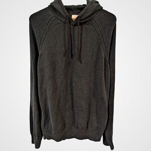 H&M LOGG Mens Forest Green Knit Hoodie Sweater Cotton Raglan Pullover Size L